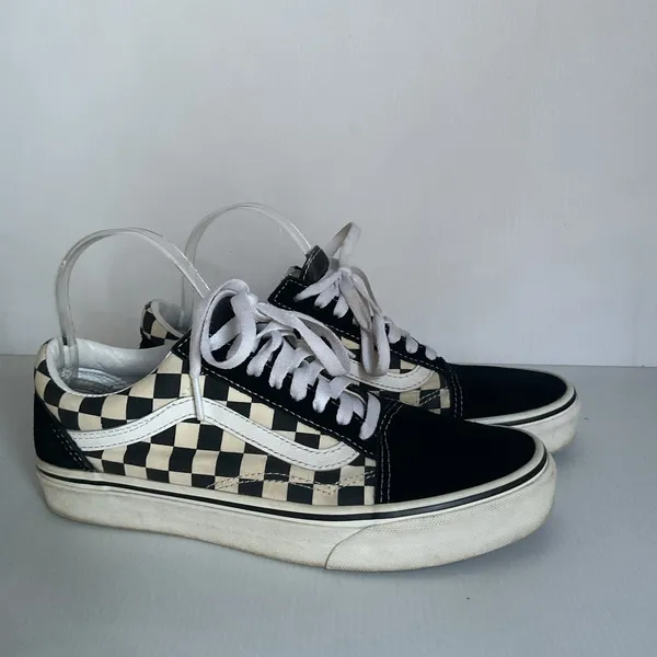Vans Old Skool Checkerboard Black White Sneakers US 7 Men 8.5 Women With Box - Image 3