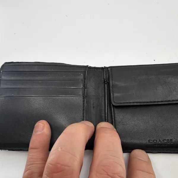 Coach Black Signature Coated Canvas Wallet - Image 3