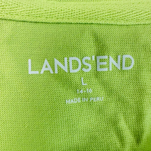 Lands End Womens Large 14-16 Lime Green Supima Cotton Short Sleeve Crewneck Tee - Image 3