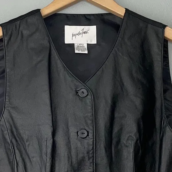 Jacqueline Ferrar Womens Size Large Black Leather Vest Steampunk Biker Moto Goth - Image 2