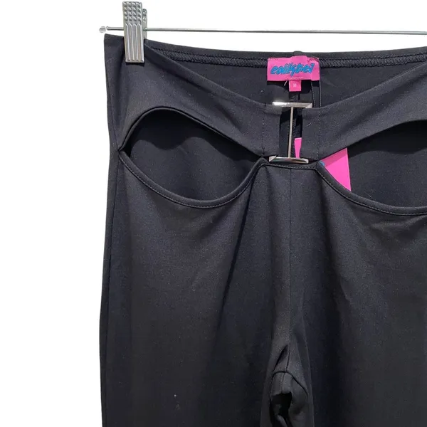 Edikted Soph Buckle Flare Pants Black Size Medium - Image 5