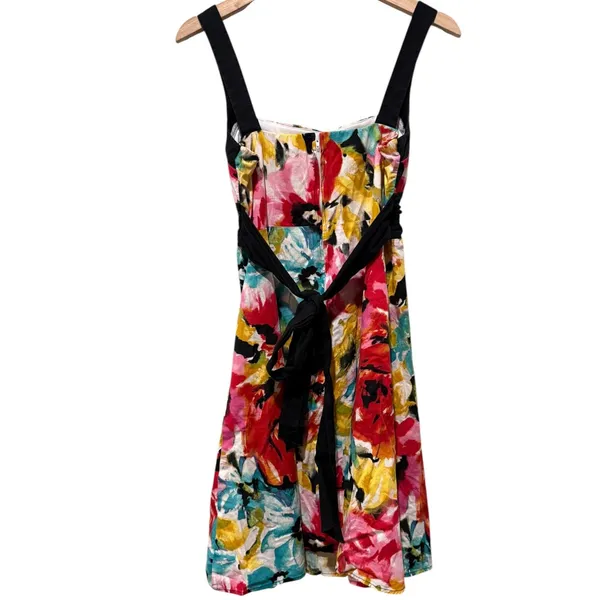 Vtg B. Smart Y2K Dress 12 Floral Colorful Empire Waist Cotton Grunge Coquette - Image 2