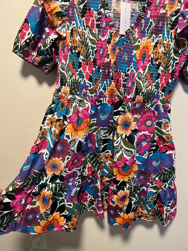 BALTIC BORN (NWT) Kyrie Puff Sleeve Short Dress, Multicolor Floral, Size XL - Image 5