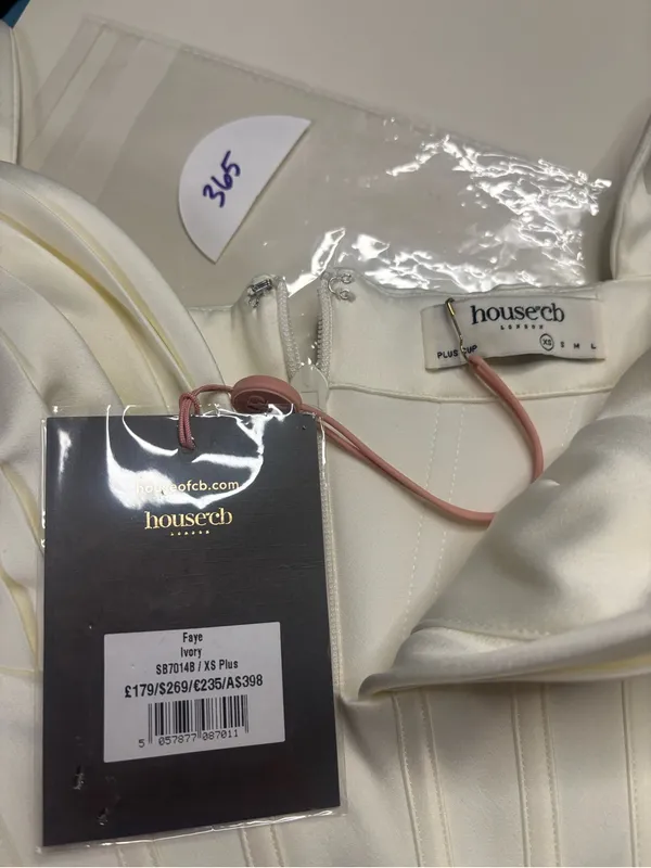 House Of CB Faye Ivory Satin Corset Midi Dress Size XS 0-2 New Sexy Thigh Split - Image 8