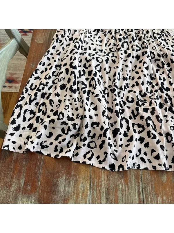 Savanna Jane Mini Dress 2X Beige Black Leopard Floral Multicolor Embroidery Boho - Image 4