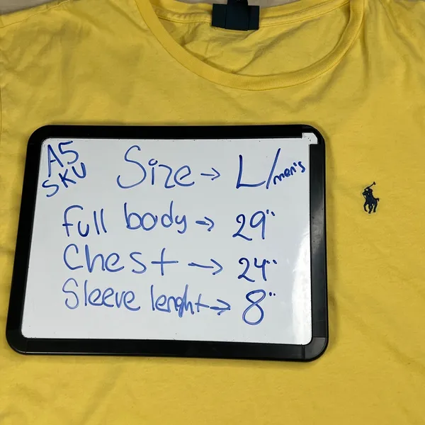 Polo Ralph Lauren Yellow Cotton Short Sleeve Pony Logo T-Shirt Mens Large L - Image 5
