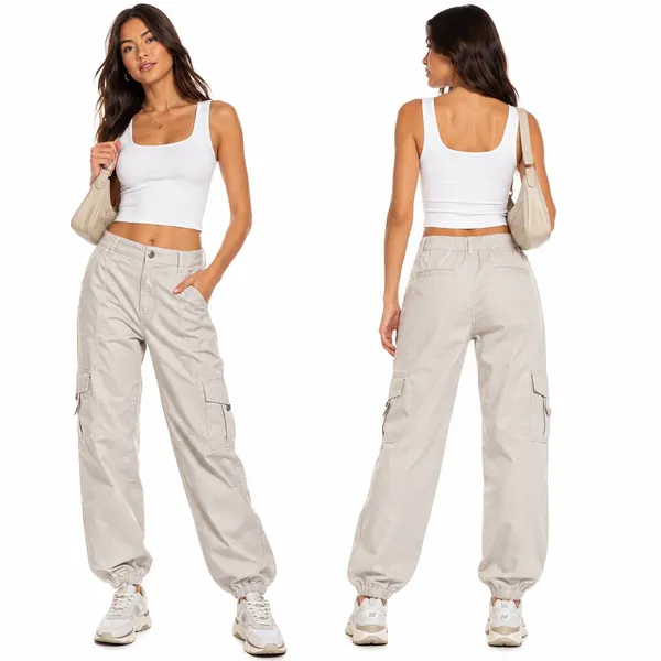 Garage Billie Bubble Beige Jogger Utility Cargo Women Pants Small NWT - Image 2