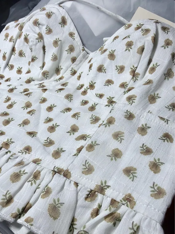 NWT Vintage Inspired Y2K Floral Print Corset Crop Top XS - Image 3