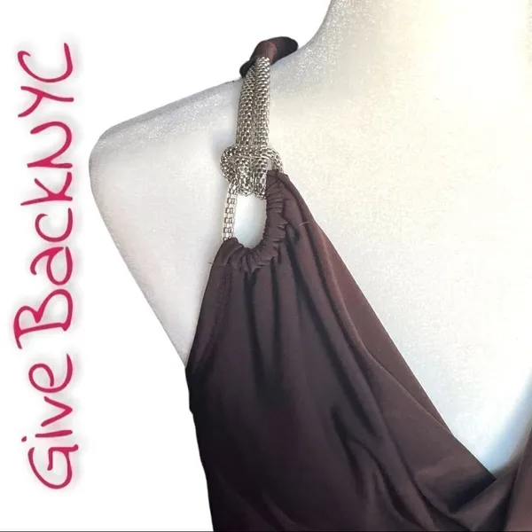 Essentials by Milano Cowl Dress in Brown Size S - Image 3