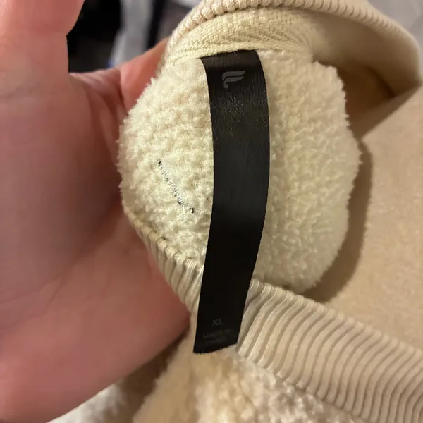Fabletics Womens Sherpa Fleece Sweatshirt‎ Cream Off White Pullover XL - Image 4