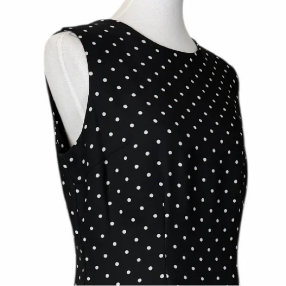 SAG Harbour Y2K Black Polka Dot Sleeveless Sheath Dress Knee Length Size 14 - Image 7