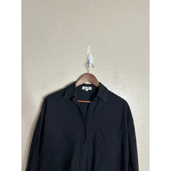 Djerf Avenue Breezy Shirt in Black size XS Relaxed Cotton Button Front - Image 5