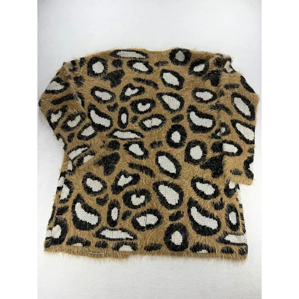 Show Me Your Mumu Mellow Cozi Cardi Golden Ears Leopard Fuzzy Cardigan Medium - Image 5