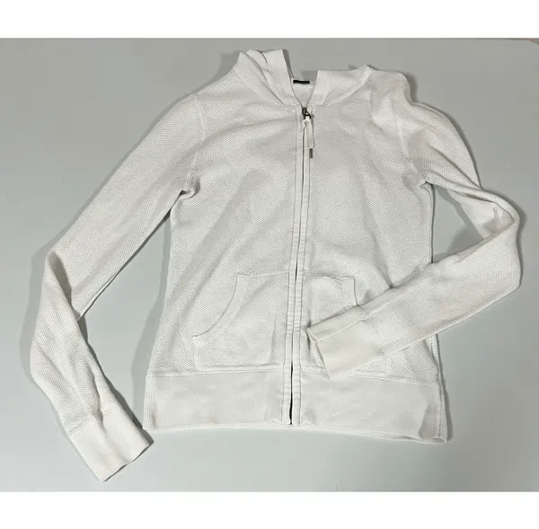 GAP White Solid Zipper Sweater Sweatshirt Hoodie Outerwear Size S 🤍 - Image 2