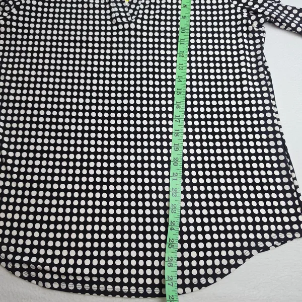 Anne Klein NWT Womens Polka Dot Split Neck Long Sleeve Blouse Black White Size M - Image 9