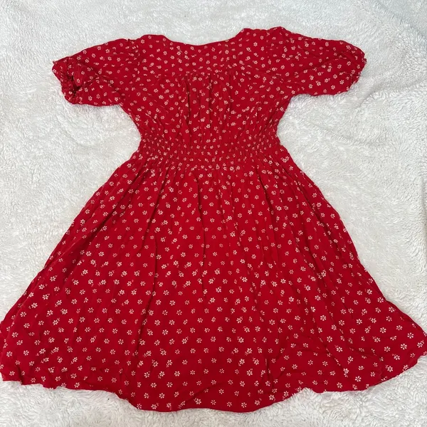 Madewell Womens Red Floral Mini Dress Cottage Prairie Boho XS Preppy Resort - Image 2