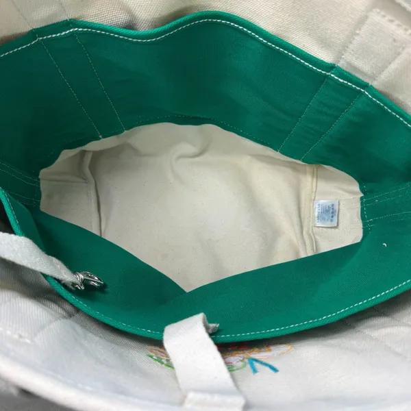 Lands' End Tote Bag Brighton Maui 2014 Cream & Green Canvas Open Top Pockets - Image 9