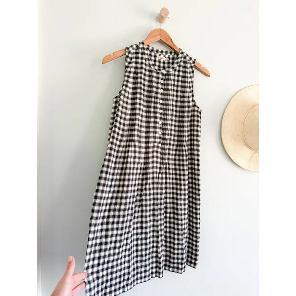 Faherty | Isha Gingham Dress | Black White Check Mini Dress | Sz XS - Image 3