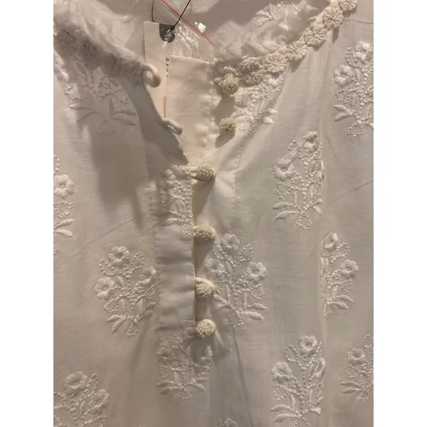 Payal Jain Anthropologie‎ Ivory Embroidered Eyelet Cotton Blouse NWT Large Boho - Image 2