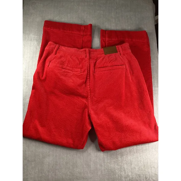 Judy Blue Red Corduroy Wide Leg Pants Women's 14W Flare Button Fly - Image 5