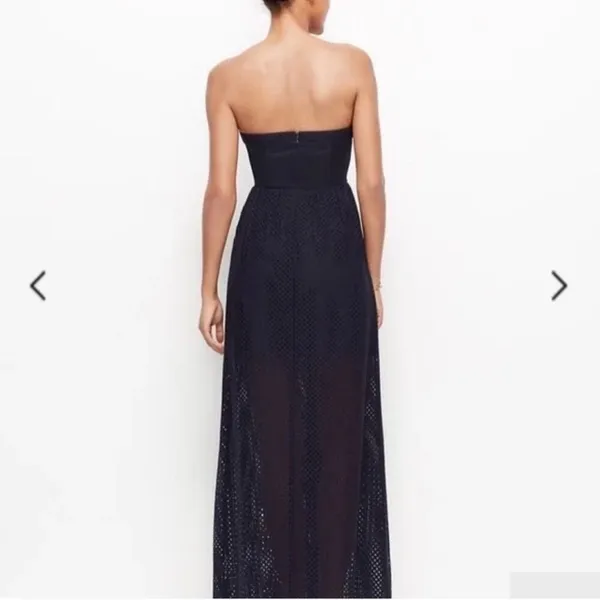 Ann Taylor Navy Blue Strapless Maxi Dress Resortwear Mesh Beachy Vacation Preppy - Image 2