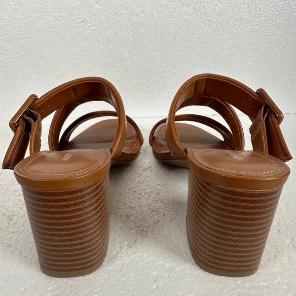 Marc Fisher Fathom Strappy Block Heel Sandal Women's 8.5 M Brown Buckle 3" Heel - Image 5