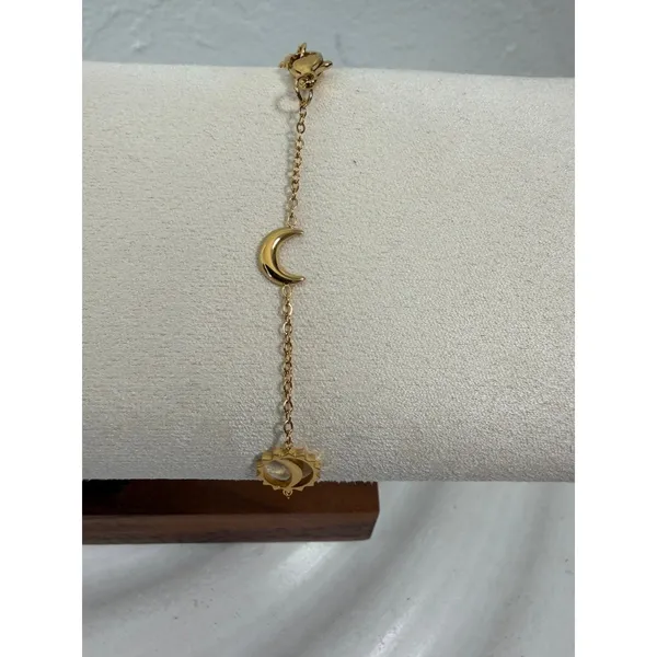 Gold Celestial Charm Bracelet Sun Moon Star Adjustable Dainty Chain‎ NEW - Image 6