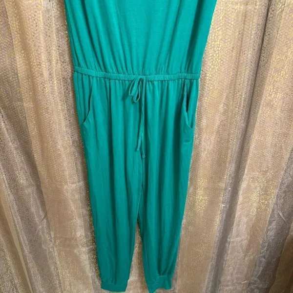 PrettyGarden Kelly Green Loose Off The Shoulder Stretchy Pants Romper M NWT - Image 2