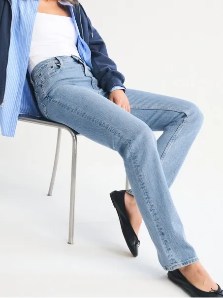 Abercrombie & Fitch 90’s Slim Straight Ultra High‎ Rise Long Denim Jeans - Image 2