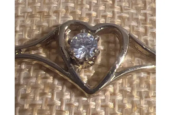Vintage Gold Tone Clamper Bracelet Open Heart Clear Crystal Hinged Estate 6.5" - Image 3