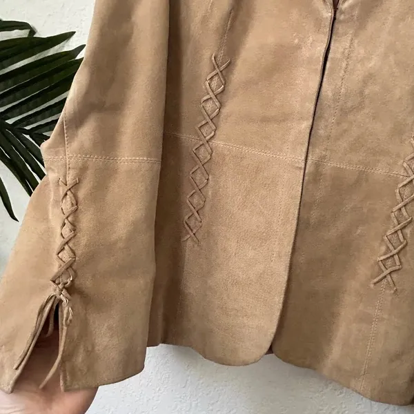 Nine West Vintage Genuine Suede Leather Jacket L - Image 3