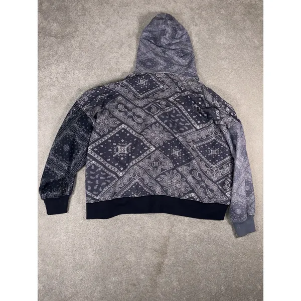 American Eagle Hoodie Women's L Blue Bandana Print Oversized Sweatshirt Pullover - Image 7