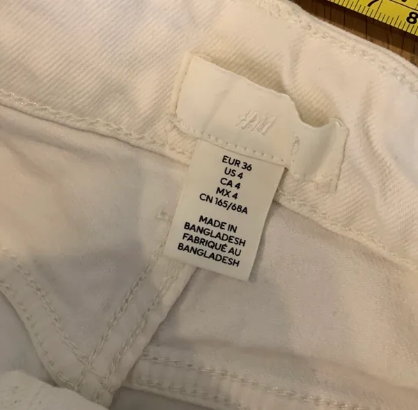 H&M High Waisted white denim straight leg jeans - Image 4