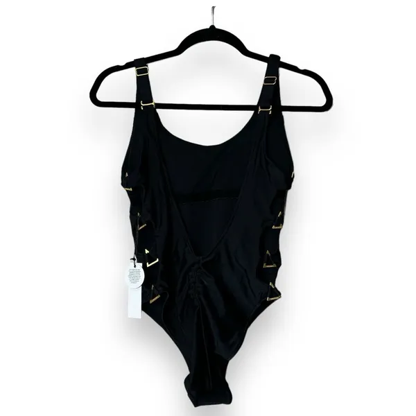 Swiminista Peaceful Black One Piece Gold Hardware with‎ Cutouts Sz S - Image 2