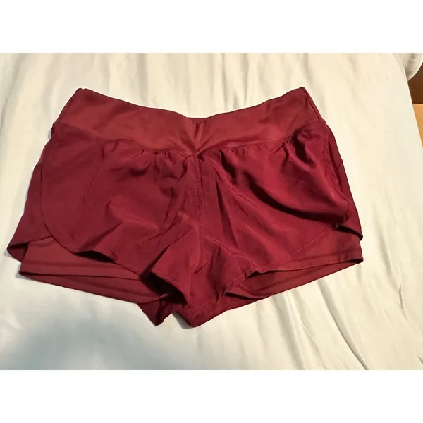 Athletic Running Shorts XL Womens 95% Polyester 5% Spandex Lightweight Burgundy‎ - Image 5