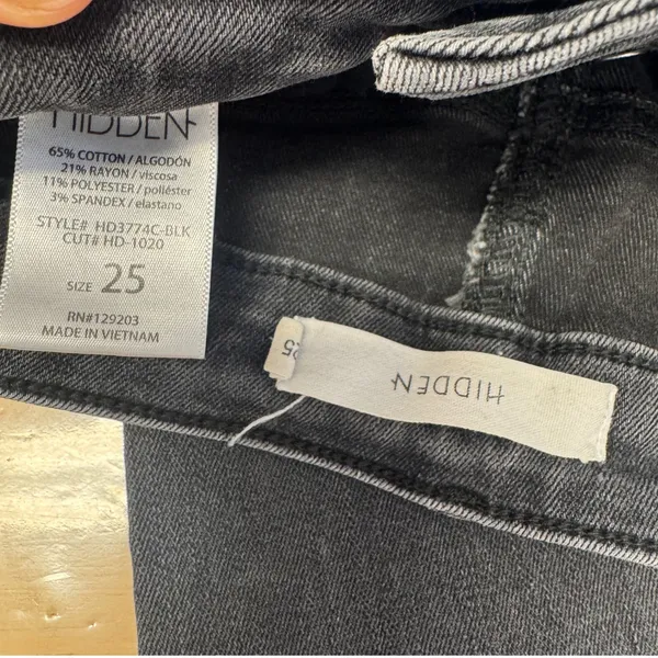 Hidden LA Jeans Gray High Rise Distressed Frayed Hem Button Fly Cropped Jeans 25 - Image 6