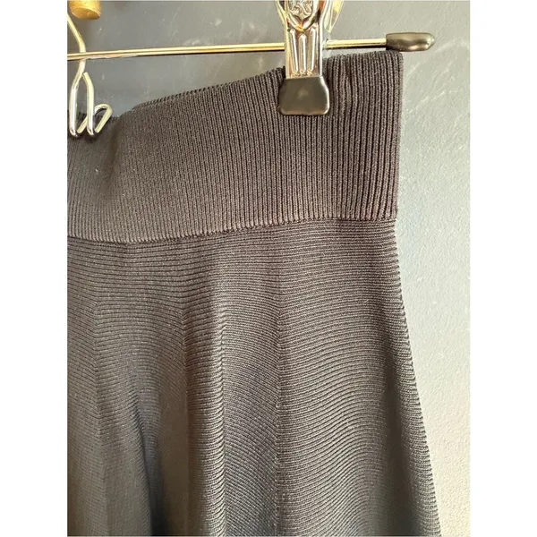 NWT Maje $295 June Full Knit Knee Length Skirt w/ Laser Cutouts, Black, Size 1/S - Image 8