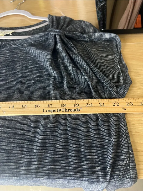 Anthropologie Heathered Blue Knot-Shoulder Short‎ Sleeve Tee - Image 10