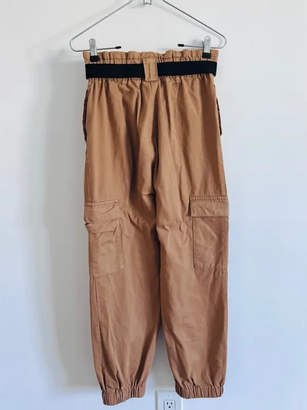 Tan Belted Cargo Parachute Pants • Utility Y2K Streetwear - Image 3