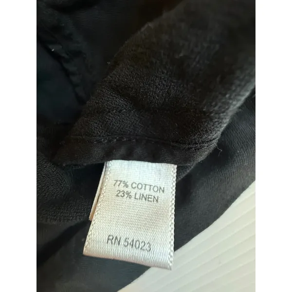Banana Republic Womens‎ Small Black Peplum Top linen Cotton Button Front - Image 4