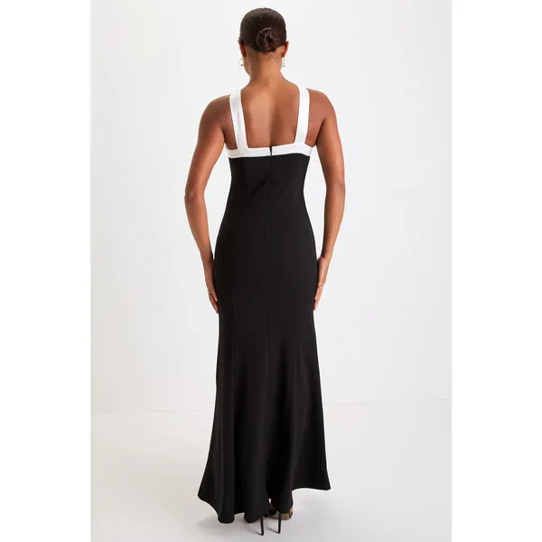 Lulus Luxurious Outlook Black and White Bow Mermaid Dress Wedding Elegant Medium - Image 3