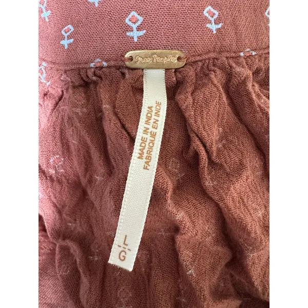 Free People Boho High Low Boyfriend Shirt Rust‎ Women's Size Large - Image 10