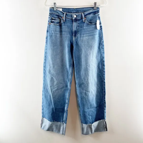 GAP Mid Rise 90s Loose Cuffed Straight Leg Jeans Blue 0 / 25 - Image 2