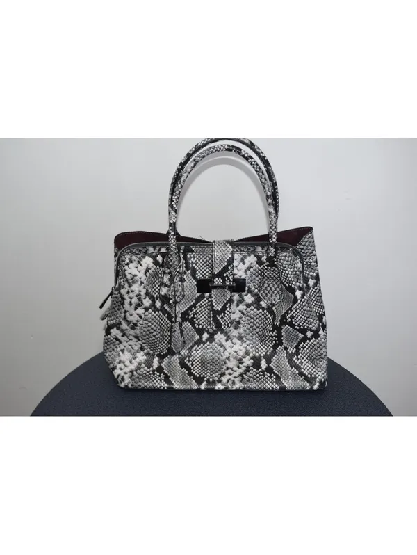 ALDO Black White Snakeskin Print Tote Bag Black Lining - Image 3