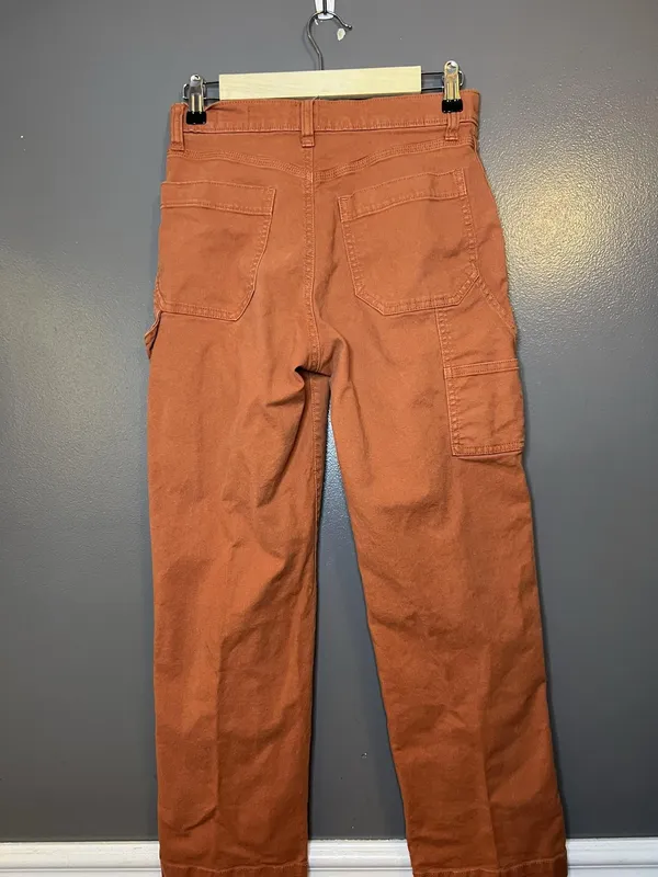 Gap Pants Womens 2 Orange Carpenter Denim Straight Leg Workwear Stretch - Image 5