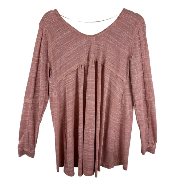 Umgee NWT Cotton Blend Mauve Long Sleeve Semi-Sheer Lightweight‎ Knit Top Size L - Image 2