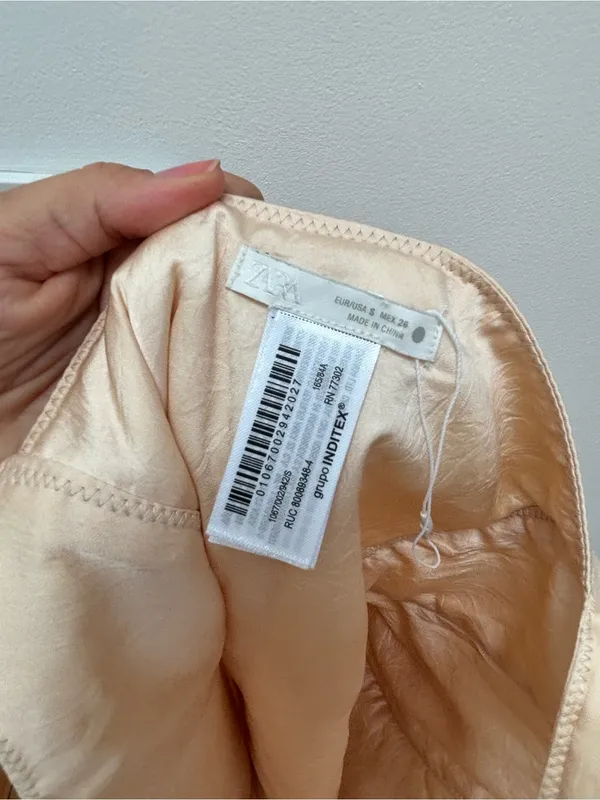 Zara Padded Corset Bustier Structured Satin tank top S neutral / beige S - Image 7