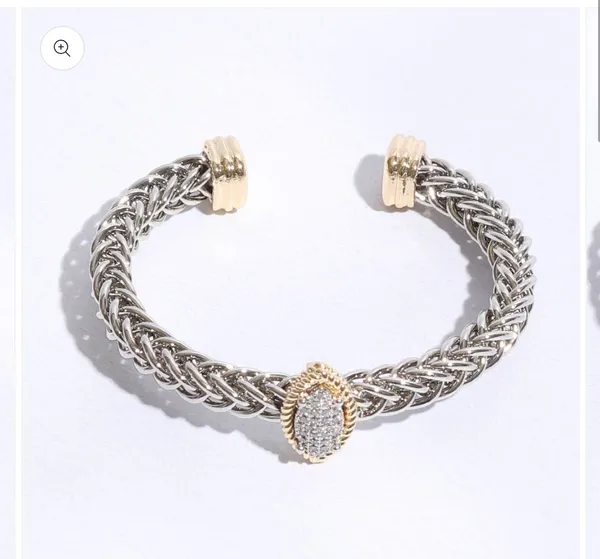 Two T Ponytail Eye Pave Bangle Bracelet Silver - Image 4