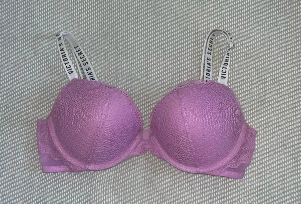 PINK - Victoria's Secret Lace Purple Push Up Padded T Shirt Bra 32B Underwire - Image 2