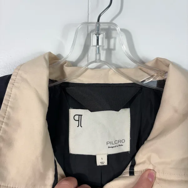 Anthropologie Pilcro Desert Trooper Cropped Bomber Jacket Tan Black Utility L - Image 4